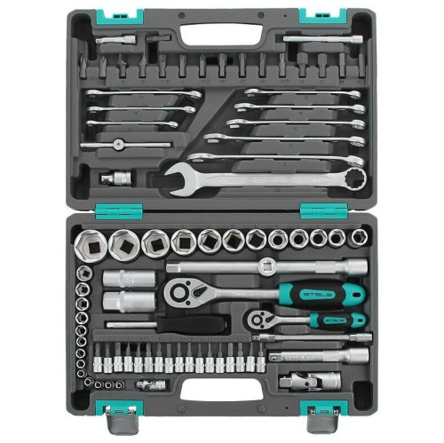 Набор инструмента STELS 14105 82 предм. пластиковый кейс 1/2", 1/4", CrV