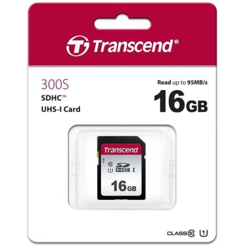 Карта памяти Transcend TS16GSDC300S SDHC 300S, 16GB UHS-I Class U1