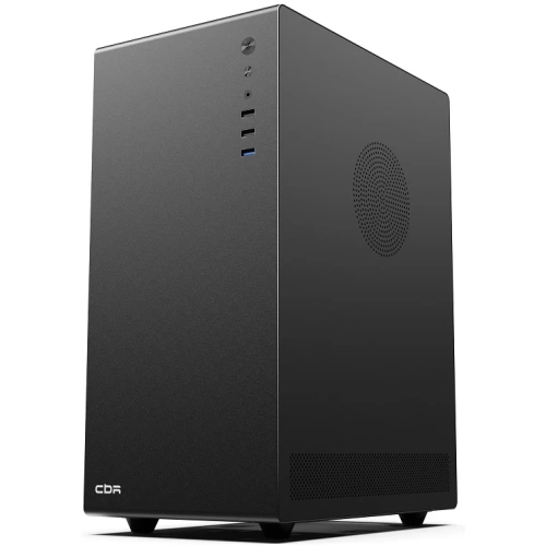 Корпус CBR V500 (PCC-MATX-V500-WPSU), Minitower, без БП, mATX, 1*USB 3.0, 2*USB 2.0, HD Audio+Mic, закаленное стекло, Black