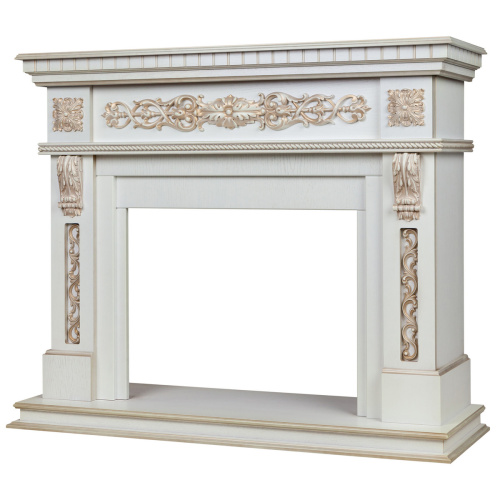 Портал каминный из МДФ RealFlame Estella белый, белый дуб с патиной