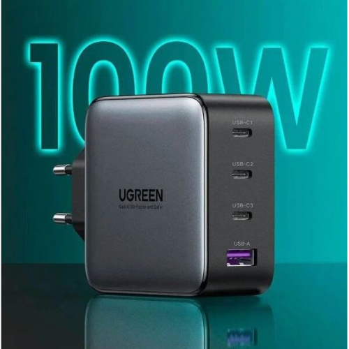 СЗУ UGREEN CD226 (40747) Nexode USB-A+3*USB-C 100W GaN Tech Fast Charger EU серый