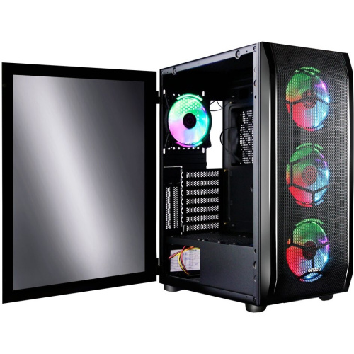 Корпус Ginzzu GL300 Fan 12cm RGB*4 USB3.0 Window