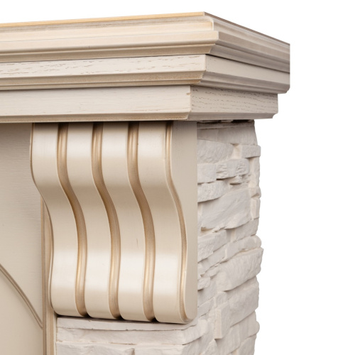 Электрокамин RealFlame Athena WT белый дуб с золотой патиной с очагом 3D Oregan