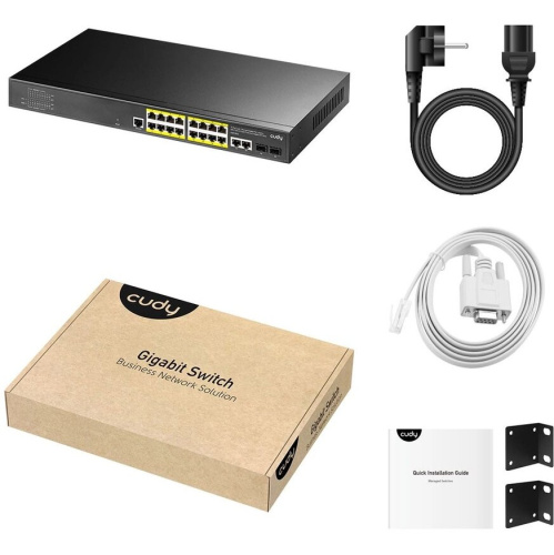 Коммутатор управляемый Cudy GS2018PS2-200W (L2) 16x1Гбит/с 2SFP 16PoE+ 200W