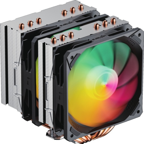 Кулер upHere D6SEC Black ARGB / 6HPx6mm, 260W TDP, dual tower, 2x120mm ARGB fans, 600-1600RPM, 68.2 CFM, 25dBA