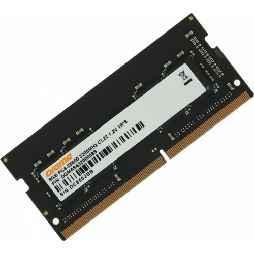 ОЗУ Digma DGMAS43200008S DDR4 8Gb 3200MHz RTL PC4-25600 CL22 SO-DIMM 260-pin 1.2В single rank