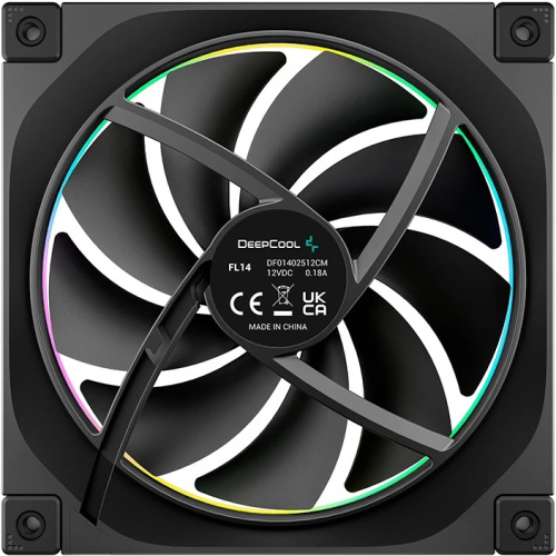 Вентилятор DEEPCOOL FL14 140x140x25мм (PWM, ARGB, черный, 500-1700об/мин) Color Box