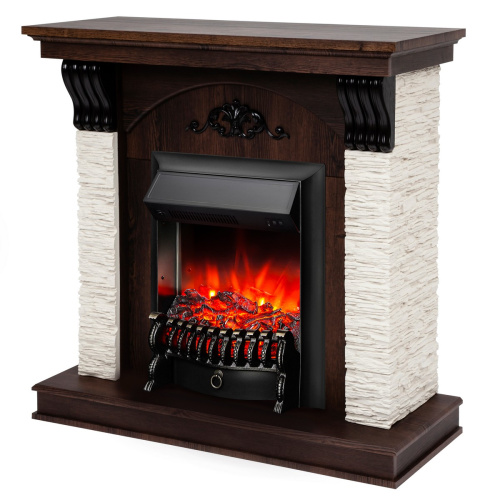 Электрокамин RealFlame Corfino NT орех с очагом Fobos Lux Black