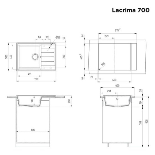 Кухонная мойка MAUNFELD Lacrima 700 MFQS-700B черный