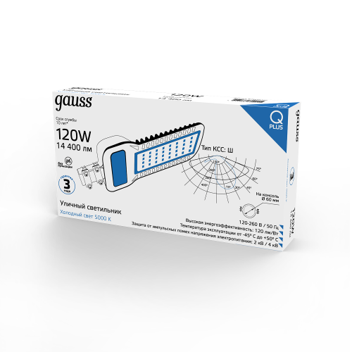 Светильник консольный GAUSS Qplus 629535320 черный