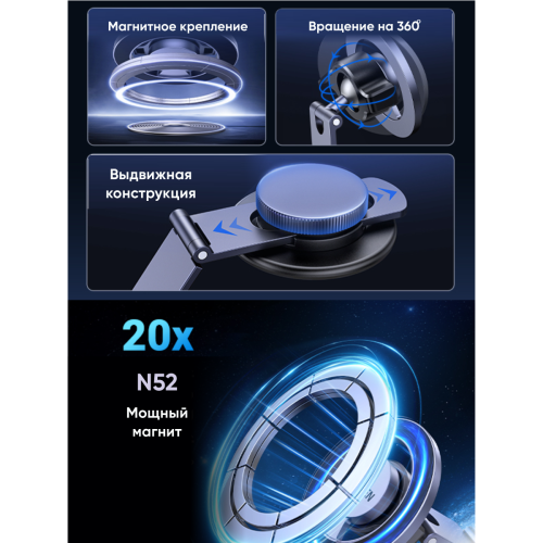 Автодержатель UGREEN LP865 (45577) Dashboard Magnetic Car Phone Mount Gray