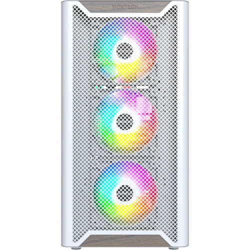 Корпус Montech XR Wood белый без БП ATX 3x120mm 2xUSB3.0 audio bott PSU