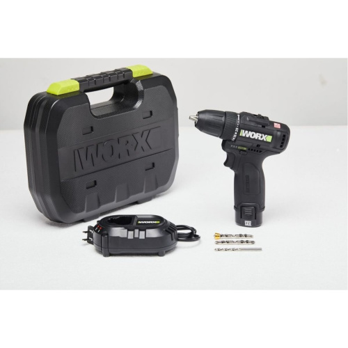 Дрель-шуруповерт WORX WE210.2 Professional 12В, 38Нм, 2Ач х2, ЗУ 1,5 Ач, кейс