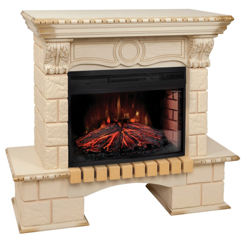 Электрокамин RealFlame Bolero WT белый дуб с золотой патиной с очагом Firefield 25 S IR