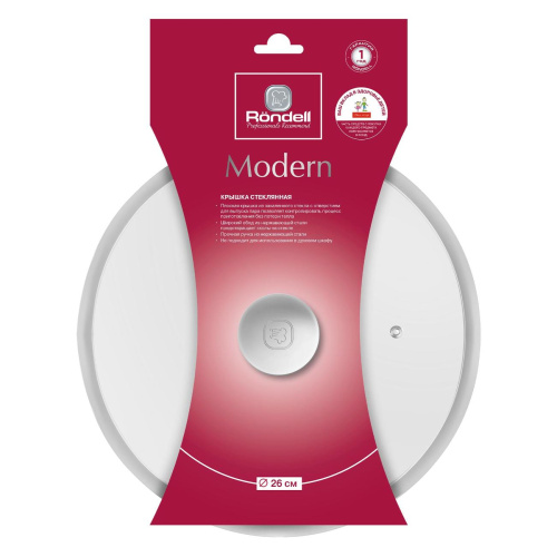 Крышка Rondell Modern RDA-1739 d-26см крыш.прозрачный руч.стальная