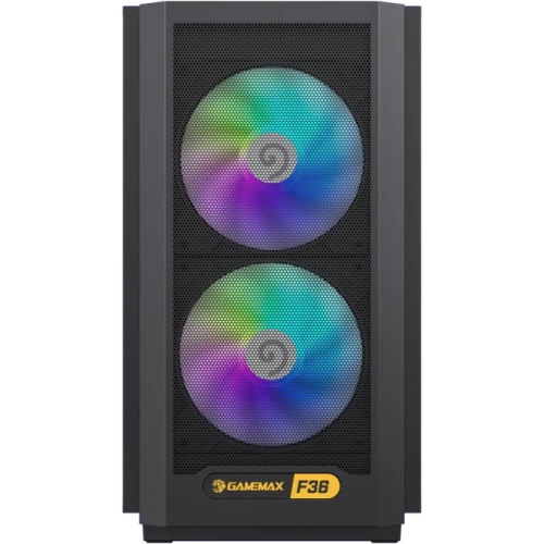 Корпус GameMax F36 BK без БП (Midi Tower, ATX, Черный, 1*USB Type-C, 3*120мм)