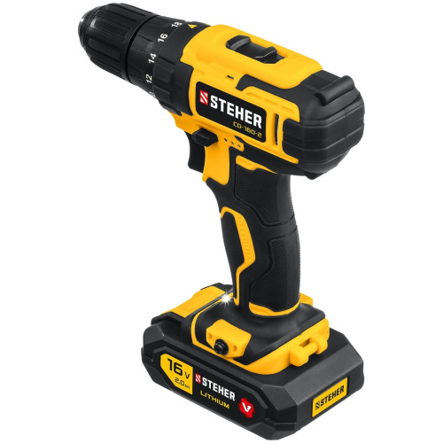 Дрель-шуруповерт STEHER CD-160-116В в кейсе