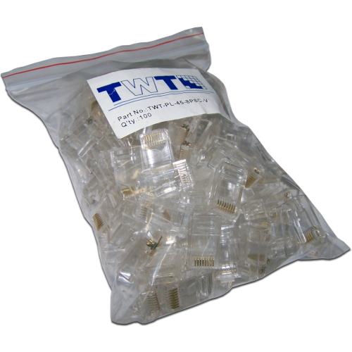 Коннектор LANMASTER (TWT-PL45-8P8C-V) RJ45 UTP 8P8C, универсальный, со вставкой, cat.5e, 100 шт.