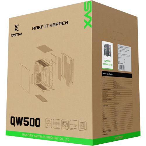 Корпус XASTRA QW500 7ARGB-C10-UC Black (QW500-7FM12A-C10-UC) ATX/Aquarium/Screewless/7x120mm ARGB PWM FM fans/Argb+PWM HUB 10port/Type-C