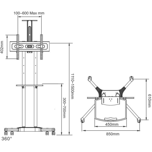 Мобильная стойка Arm media PT-STAND-12 black
