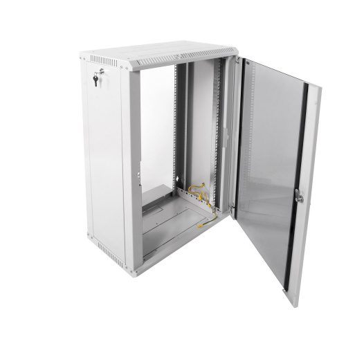 Шкаф коммутационный ЦМО ШРН-ЭКОНОМ ШРН-Э-18.350 настенный 18U 600x350мм пер.дв.стекл серый