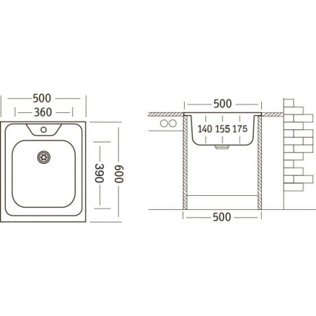 Мойка Ukinox Стандарт STD500.600 6C 0CS