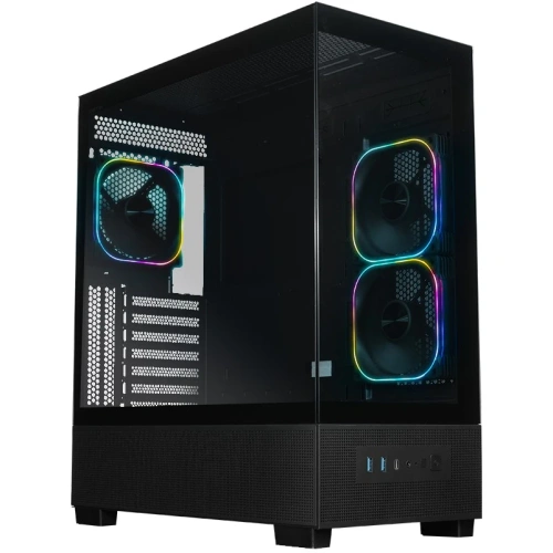 Корпус XASTRA Q500 3ARGB-FG-C10-UC Black (Q500-3FG12A-C10-UC) ATX/Aquarium/Screewless/ 3x120mm ARGB PWM FG fans/Argb+PWM HUB 10port/ Type-C